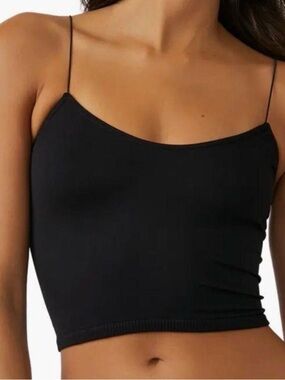 Aeropostale Black Spaghetti-Strap Crop Cami | Size: Large